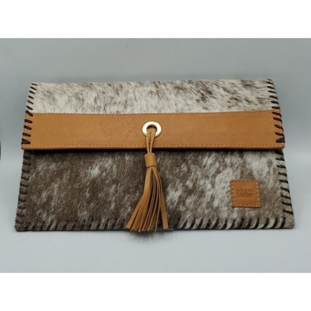 Soul Carrier Illumination Cowhide Suede Leather Clutch Purse with Tassel
